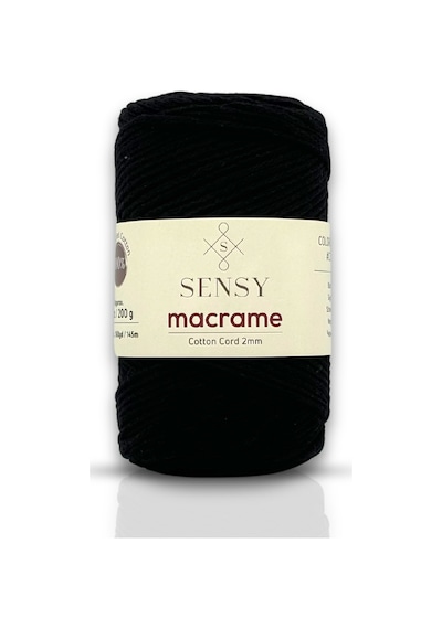 Premium Koton Pamuk Makrome İpi Siyah 2mm Cotton Zincir Makrome Çanta İpi Supla İpi Koton İp