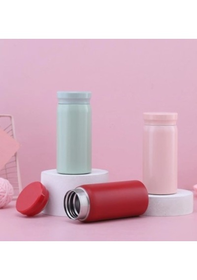 Minimo Mini Termos Paslanmaz Çelik Su Termos, Kaliteli Vakum Termos 200 Ml Beyaz