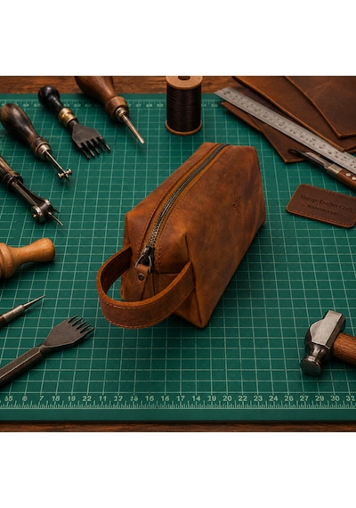 Vintage Leather Craft Hakiki Deri Erkek Çantası Taba