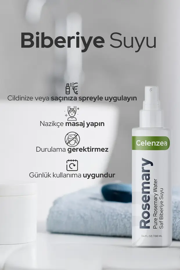 Biberiye Suyu Saç Uzamasını Ve Saç Sağlığını Destekleyici Tonik Dökülme Karşıtı Rosemary Water 100ml
