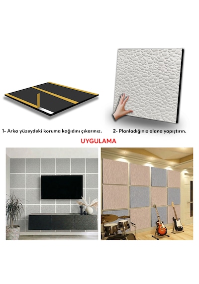 Tink Kendinden Yapışkanlı Akustik Ses Ve Isı Yalıtım Paneli Keçe Dekota Leopar Desenli Beyaz 49x49 Cm
