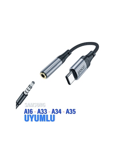 Samsung Uyumlu A16 A33 A34 A35 Typec Kulaklık Dönüştürücü 3.5mm Çevirici