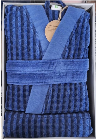 Circolare Lacivert Bornoz Seti 1 Bornoz + 1 Havlu X-l