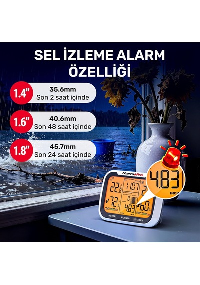 Tr Tp270 3 Dış Sensörlü Kablosuz İç Ve Dış Mekan Termometre, 183m Menzilli 4 Kanallı Dijital Nem Ölçer Ve Hav