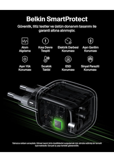 Belkin 2 Bağlantı Noktalı Usb-c Şarj Cihazı 50 W, 2x Usb-c Çift B