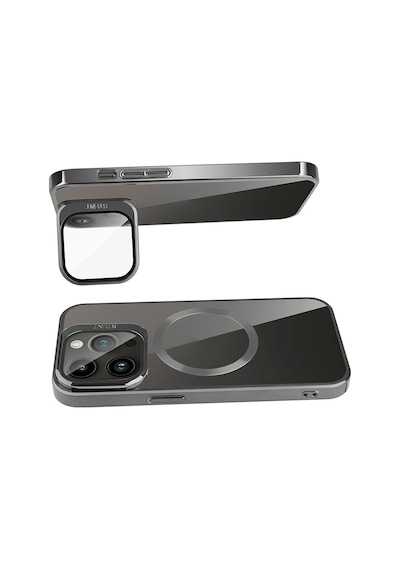 Apple Uyumlu iPhone 15 Pro Kılıf M-safe Şarj Özellikli Standlı Zore Klon Kapak Gri