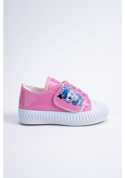 Scarpe Magiche Pembe Simli Kız Çocuk Cırtlı Sneaker Pembe