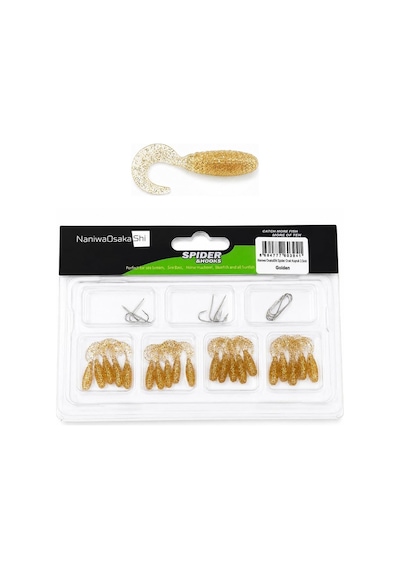 Naniwaosakashi Spider 2.5cm Orak Kuyruk 20 Silikon + 10 İğne Lrf Yem Seti Golden