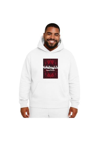 Benroma Kilim Desen Baskılı Büyük Beden Unisex Sweatshırt Beyaz