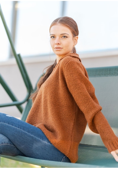 Gömlek Yaka Oversize Basic Kazak Kahverengi