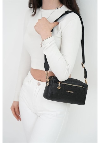 Silver Polo Sp1142 Kadın Çapraz Çanta Logolu Siyah-siyah