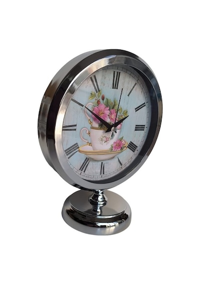 Krom Renkli Metal Ofis Salon Otel Masa Saati 25*20 cm D8