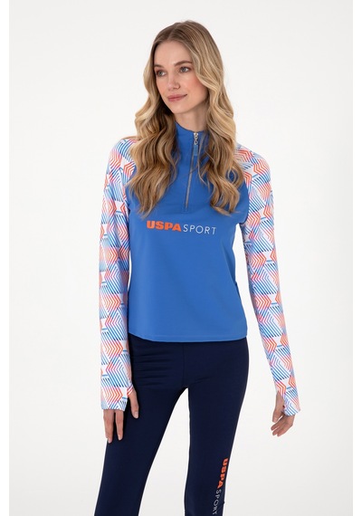 U.S. Polo Assn. Kadın İndigo Fermuarlı Dik Yaka Sweatshirt 50300732-VR028