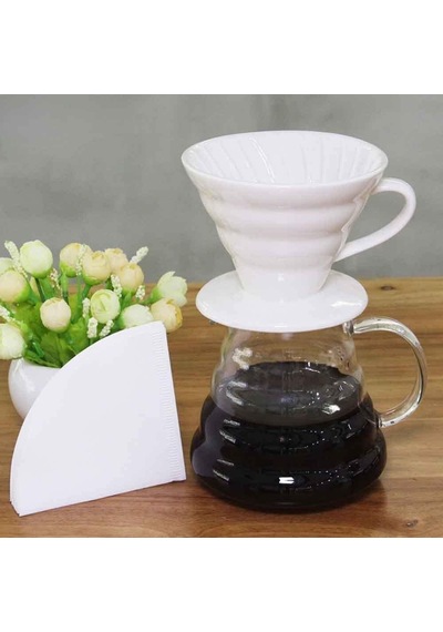 Ayrex Epinox Seramik Kahve Dripper - Porselen Demleyici - No: 2 - Beyaz Hario V60 Benzeri