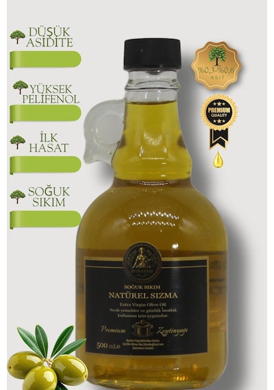 Zeyrazade Premium Erken Hasat Soğuk Sıkım Sızma Zeytinyağı Sıcak Yemekler Ve Günlük Mutfak Kullanımı İçin 500 ML