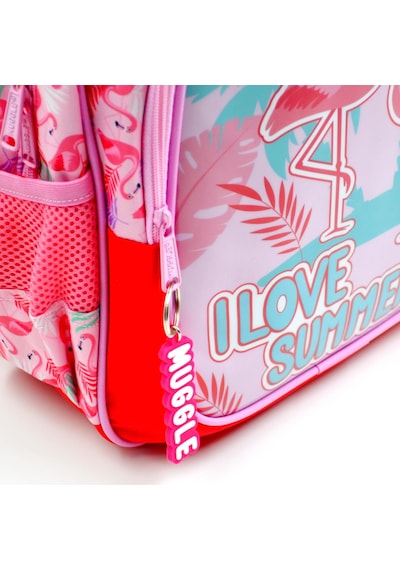 Muggle 2 Bölmeli Flamingo Pembe Okul Sırt Çantası Mu-7211
