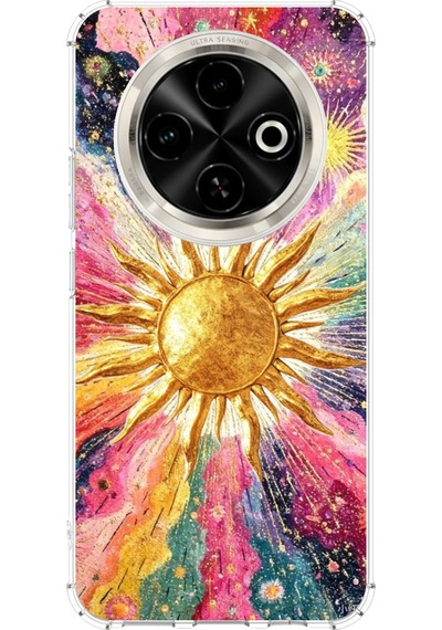 Tecno Spark 30c Uyumlu Psikedelik Galaksi Ve Güneş Desenli Baskılı Silikon Kılıf Renkli
