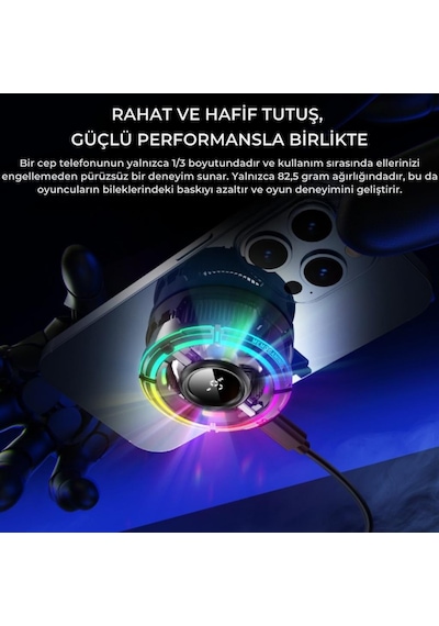 Coofbe Gösteregeli 6000 Rpm Turbo Fan Işıklı Klipsli Buz Etkili Telefon Soğutucu Radyatör Tüm Telefonlara Uyumlu