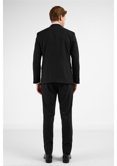 İmza Siyah Mono Yaka Kazayağı Desen 6 Drop Slim Fit Takım Elbise 1001255173 Siyah