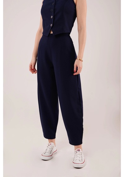 Defymoda Havuç Kesim Lacivert Pantolon Lacivert