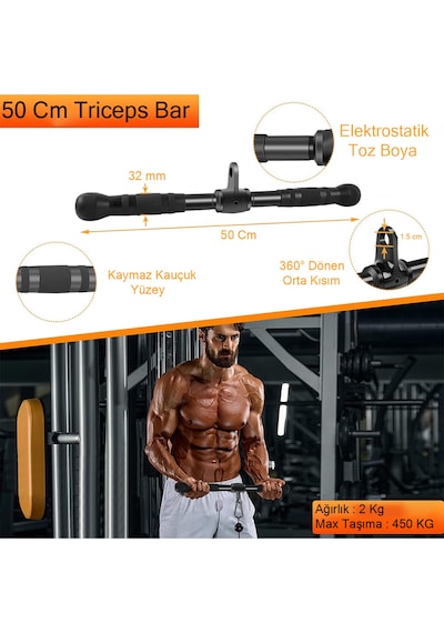 8'li Fitness Aparat Seti - Lat Puldown - V Bar - Triceps Halat