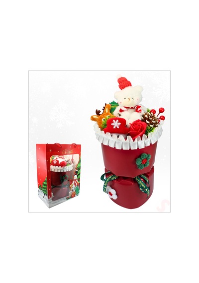Pelüş Ayıcıklı Kokinalı Çantalı 35cm Yılbaşı Buketi - Kırmızı