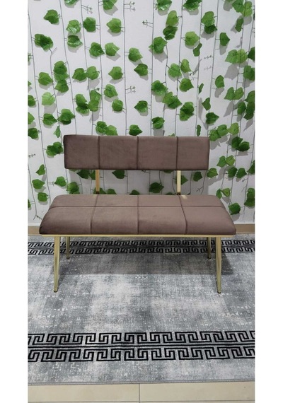 Özcan Metal Metal Ayaklı Metal Kasalı Sırtlı Gold Mutfak Salon Antre Yatak Odası Puf Bank Oturak Bench Kahverengi