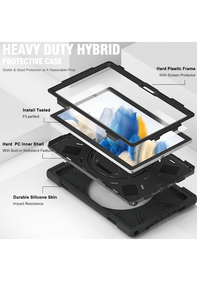 Samsung Uyumlu Galaxy Tab A8 10.5 Sm-X200 Kılıf Zırh Defender Tablet