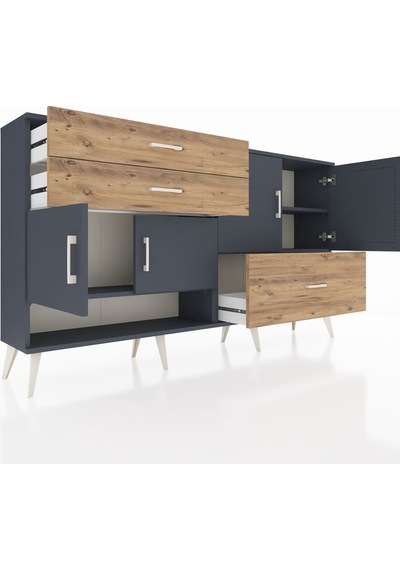 Arges Konsol 3 Raflı 3 Çekmeceli 4 Kapaklı 176x30x99 Antrasit-ant Antrasit-antrasit/çam Arges Konsol 3 Raflı 3 Çekmeceli 4 Kapaklı 176x30x99 Antrasit-ant Antrasit-antrasit/çam