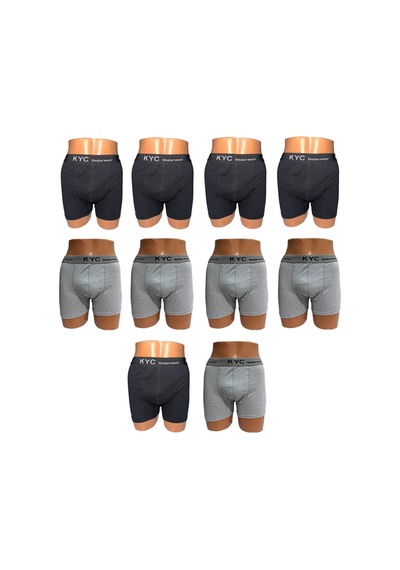 Kyc Shopping 10 Adet Siyah-gri Karışık Renk Pamuklu Likralı Penye Esnek Kumaş Boxer Siyah - Gri