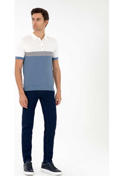 Mavi Slim Fit Polo Yaka Keten Karışımlı Triko T-shirt