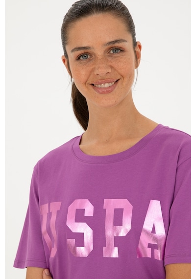 U.S. Polo Assn. Kadın Mor Basic Bisiklet Yaka Tişört 50280020-VR038