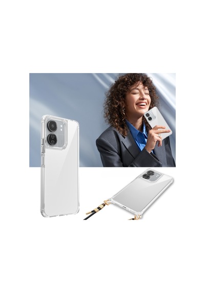 Xiaomi Poco C65 Kılıf Airbagli Takılabilir Askı Aparatlı Zore Snap Silikon Kapak Seffaf