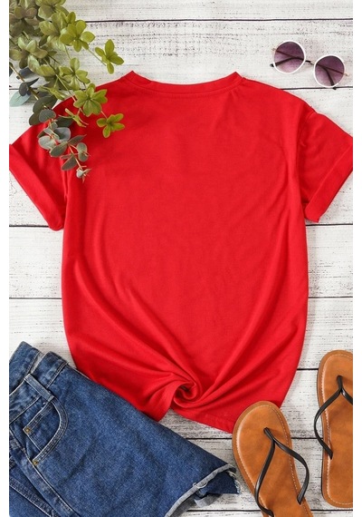 Unisex Boys Bear Baskılı Tasarım Tshirt Kırmızı