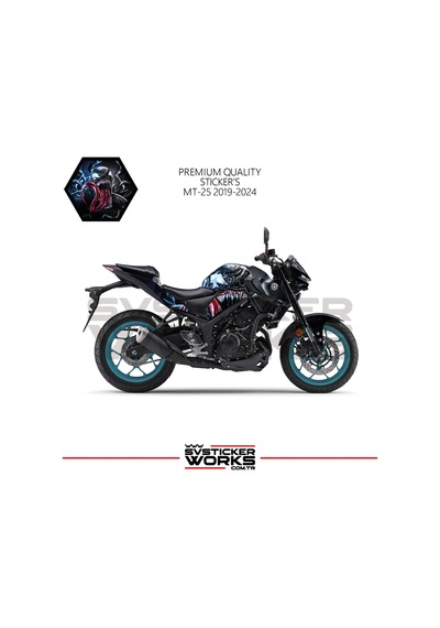 Mt-25 Sticker Kaplama Venom Motor Kaplama Modeli Hazır Kit 2019-2024 Uyumlu Siyah