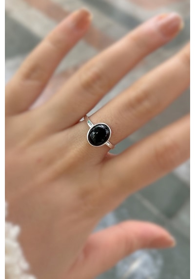 Gümüş 10x8 Mm Siyah Onix Taşlı Yüzük Diğer