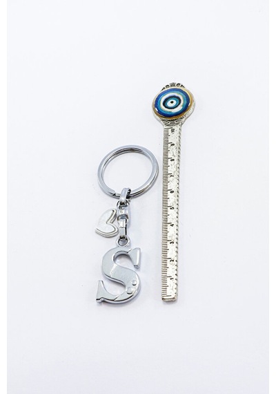 Gümüş Renkli Metal S Harfi Anahtarlık, Modern Stil Metal Kalp