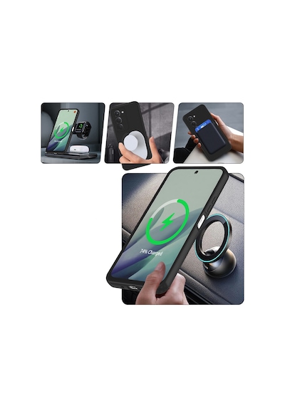 Xiaomi Redmi 15 Kılıf 360 Derece Döner Standlı Magsafe Kamera Lens Korumalı Silikon Pazarplus Siyah