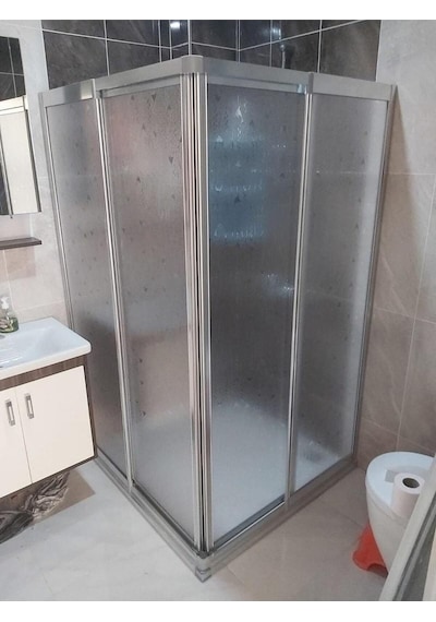 Nokta Duşakabin 85 x 85 Teknesiz Parlak Krom Renkli Mika Duşakabin Şeffaf