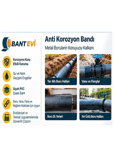 Anti Korozyon Bandı 10cmx25mt Pas Önleyici Boru İzolasyon Bant