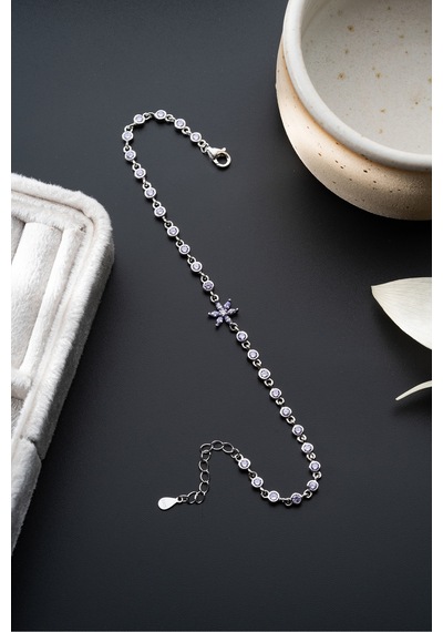 Çekirdekjewelry 925 Ayar Gümüş Mortaşli Lotus Bileklik Gri