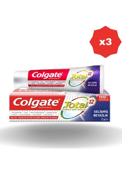 Total Gelişmiş Beyazlık Diş Macunu 75 Ml - 3 Adet