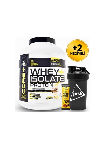 Mustang Nutrition Core+ Series Isolate Whey Protein Tozu 1800 Gr 60 Servis Muzlu Kurabiye + Shaker + Protein Kahve Hediyeli Muz Aromalı