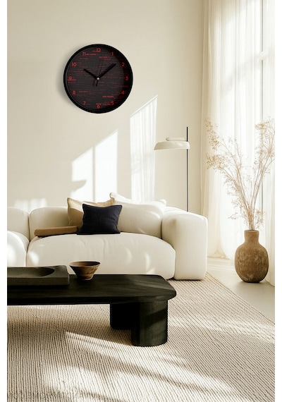 Modern Yazılı Tasarım - '' Merry Christmas '' Duvar Saati - 30cm - Önü Camlı Siyah Kasa-jh0584 Siyah