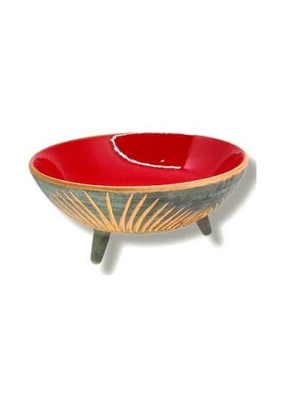 Dekoratif Ayaklı Kase 25cm Kırmızı