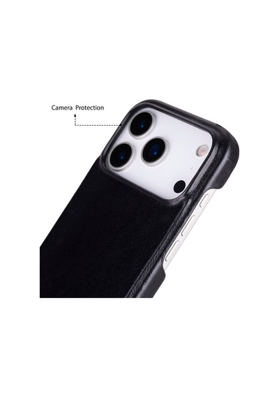 Bloomcase Ultimate Jacket Obsidian Black Apple Uyumlu iPhone 17 Pro Hakiki Deri Kılıf Siyah