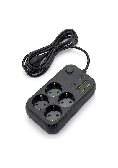 Durukar Çoklu Priz Uzatma Kablosu 4 Soket + 4 Usb + 2 Type-c Termal Akım Korumalı, Isıya Dayanıkl Standart