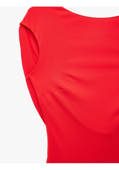 Koton Metal Aksesuarlı Kolsuz Degaje Yaka Bodycon Mini Abiye Elbise Kırmızı 6sak80070fk