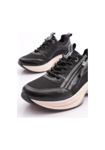 Dgn 30164 Kadin Bağcikli Fermuarli Spor Ayakkabi 30164-2027-R7704 Platin - Siyah