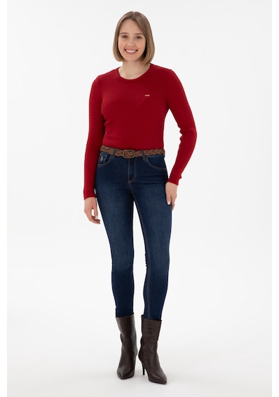 U.S. Polo Assn. Kadın Kırmızı Bisiklet Yaka Basic Kazak 50312922-VR030